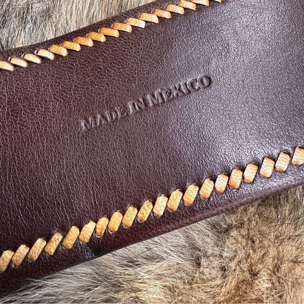 *Ralph Lauren Collection Brown Multi Double Buckle Whipstitched Western Belt - Picture 11 of 16